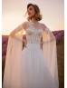 Open Sleeves Ivory Lace Tulle Fairytale Wedding Dress